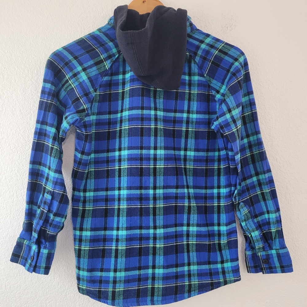 Hurley Boy's Hooded Plaid Flanner Button Down Shirt Size Medium EUC - Picture 5 of 5